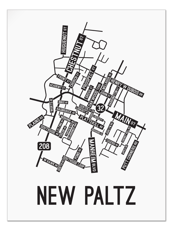 New Paltz New York Street Map - School Street Posters