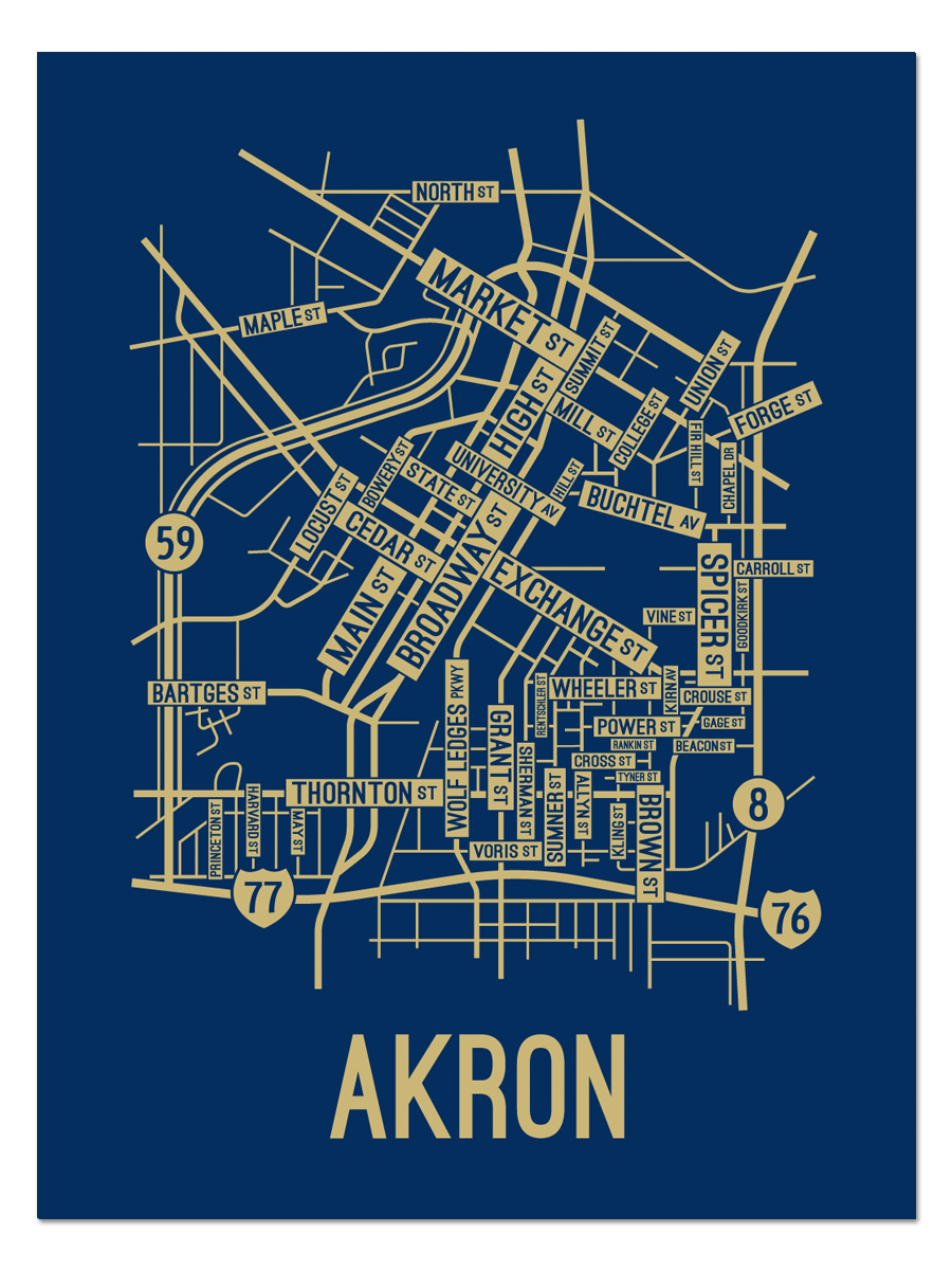 Akron, Ohio Street Map