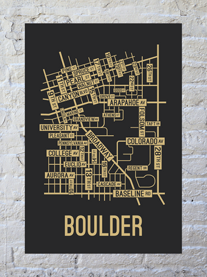 Boulder, Colorado Street Map Screen Print