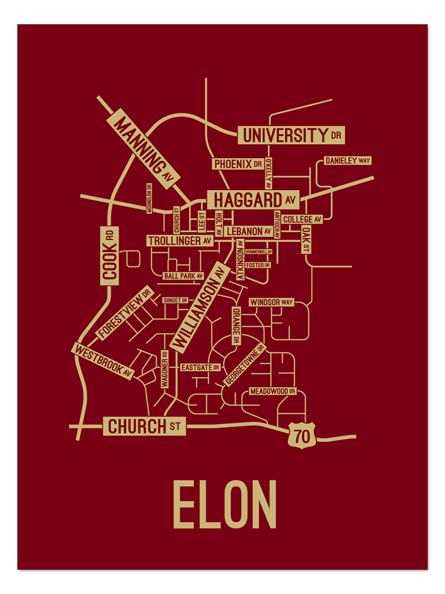 Elon, North Carolina Street Map