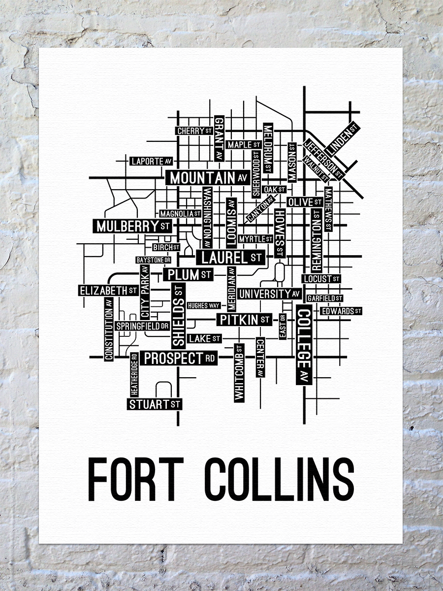 Fort Collins, Colorado Street Map Canvas