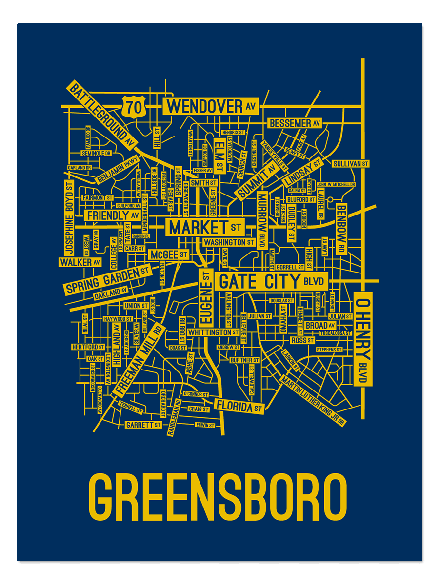 Greensboro, North Carolina Street Map