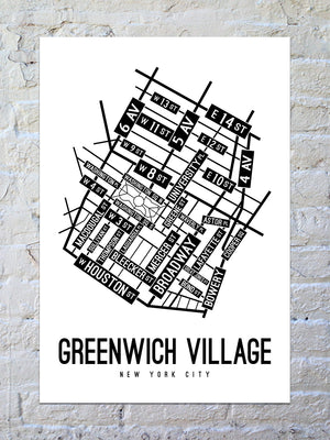 Greenwich Village, New York Street Map Poster