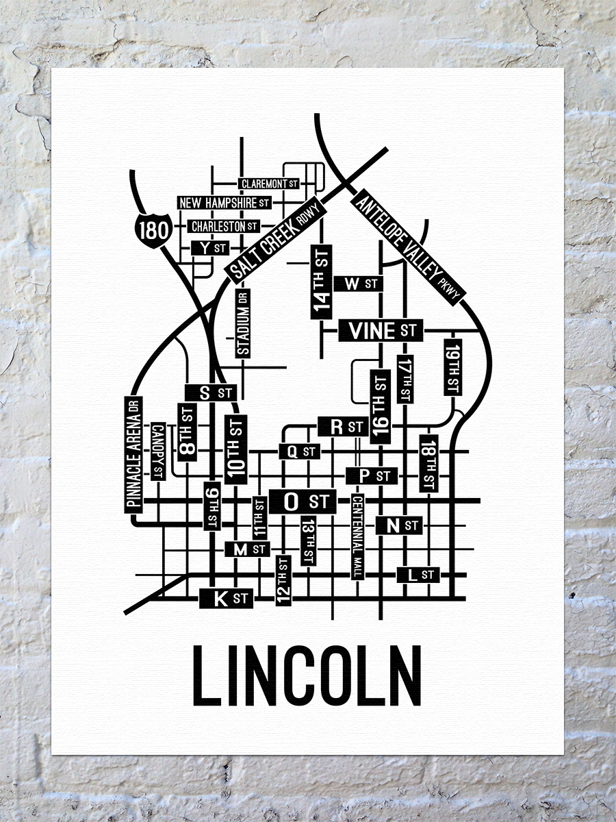 Lincoln, Nebraska Street Map Canvas