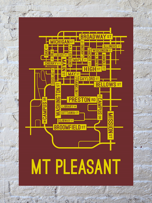Mount Pleasant, Michigan Street Map Poster