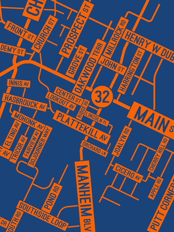 New Paltz New York Street Map - School Street Posters