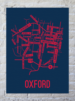 Oxford, Mississippi Street Map Canvas