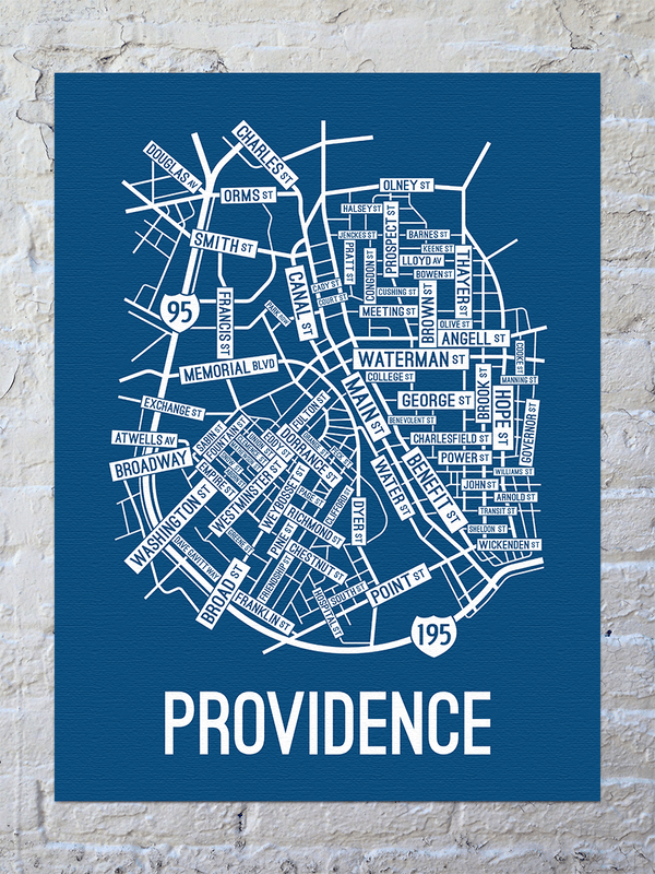 Providence, Rhode Island Street Map Canvas - School Street Posters
