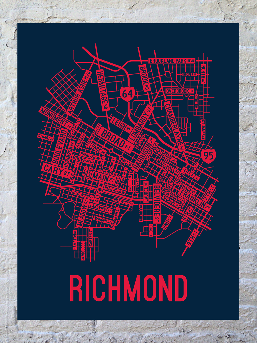 Richmond, Virginia Street Map Poster