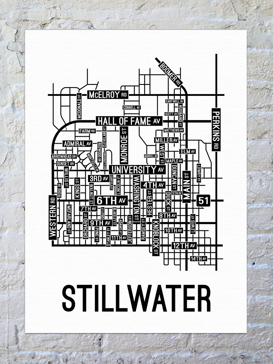 Stillwater, Oklahoma Street Map Canvas