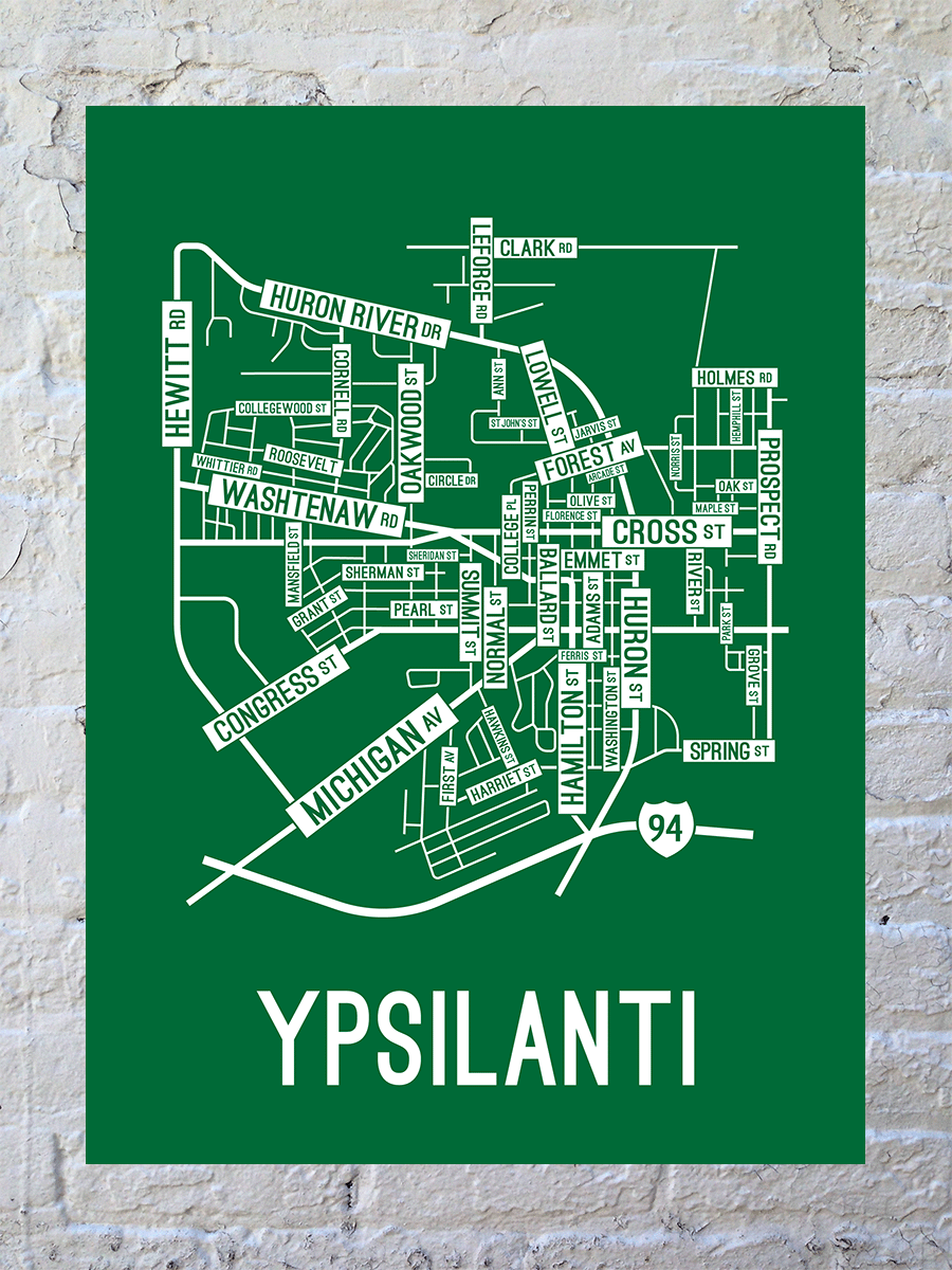 Ypsilanti, Michigan Street Map Poster
