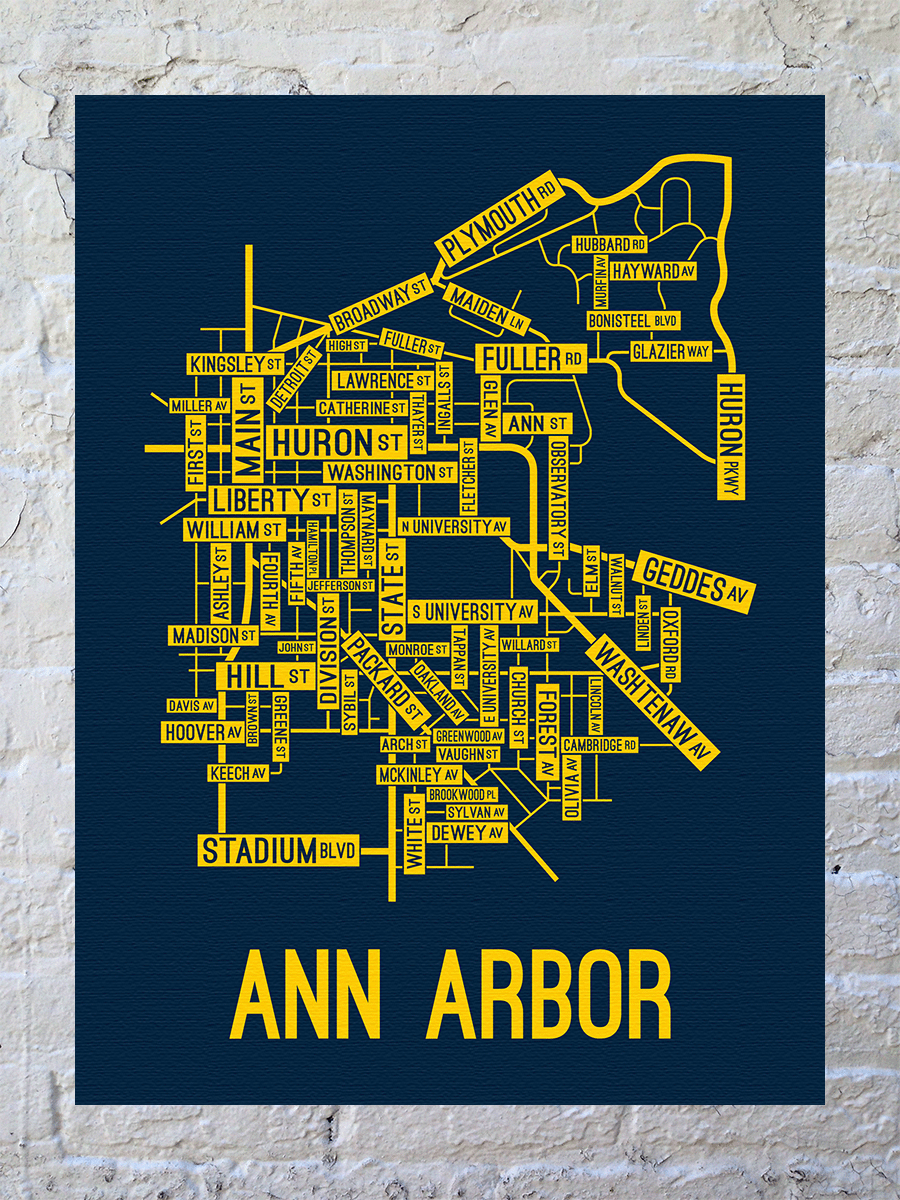 Ann Arbor, Michigan Street Map Canvas