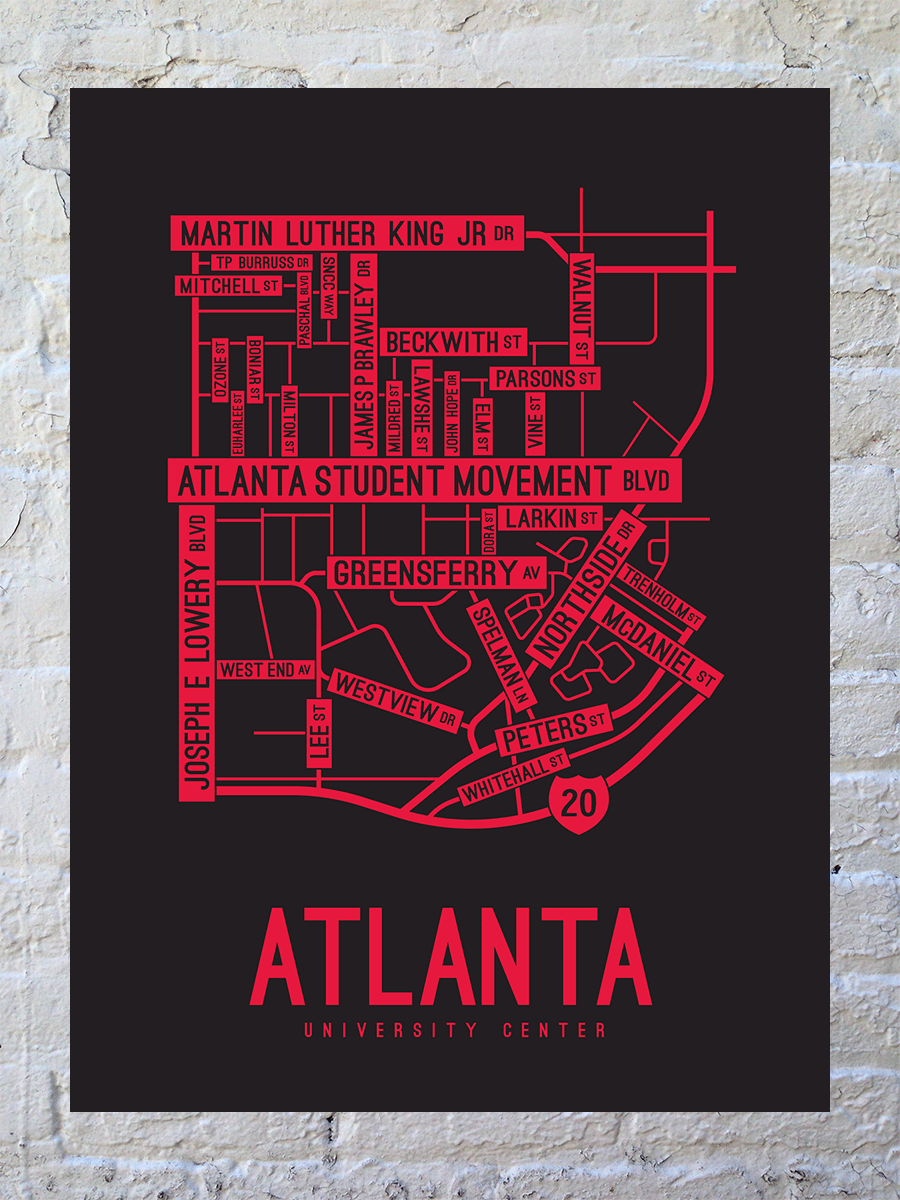 Atlanta University Center Street Map Poster