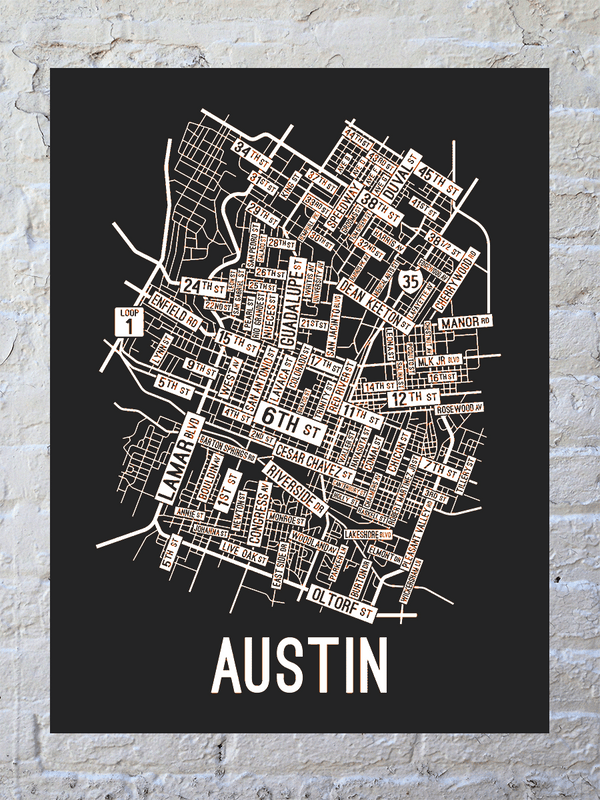 San Marcos, Texas Street Map Poster - School Street Posters