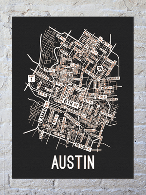 Austin, Texas Street Map Canvas