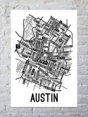 Austin, Texas Street Map Poster