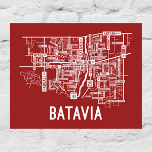 Batavia, Illinois Street Map Screen Print