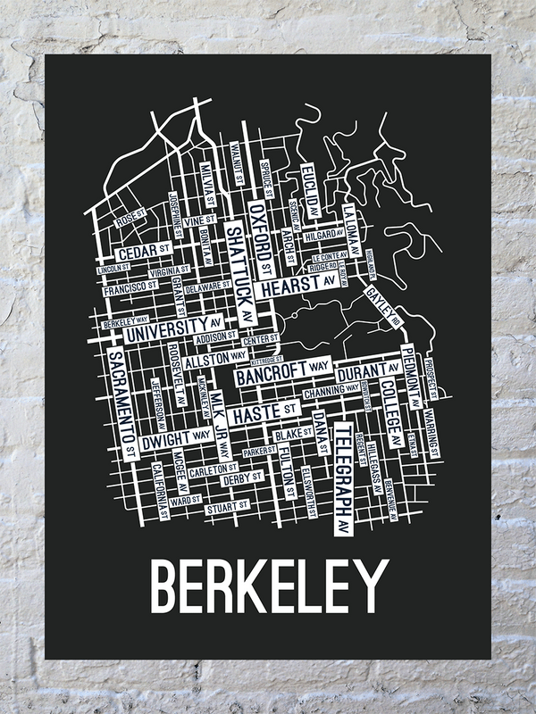 Berkeley, California Street Map Poster School Street Posters