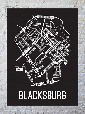 Blacksburg, Virginia Street Map Canvas