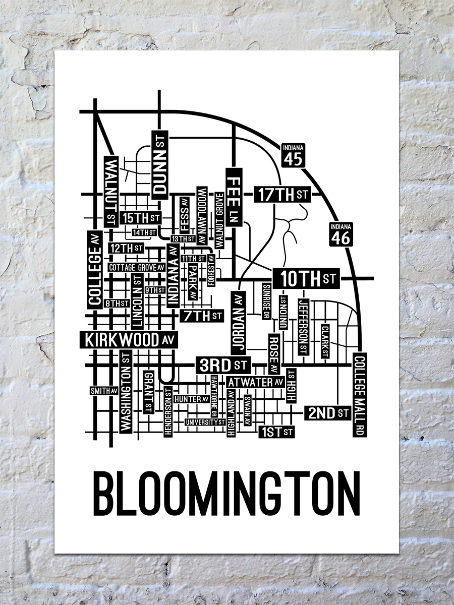 Bloomington, Indiana Street Map Poster