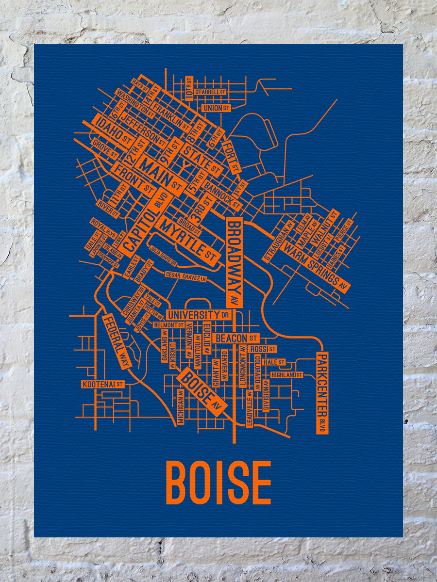 Boise, Idaho Street Map Canvas