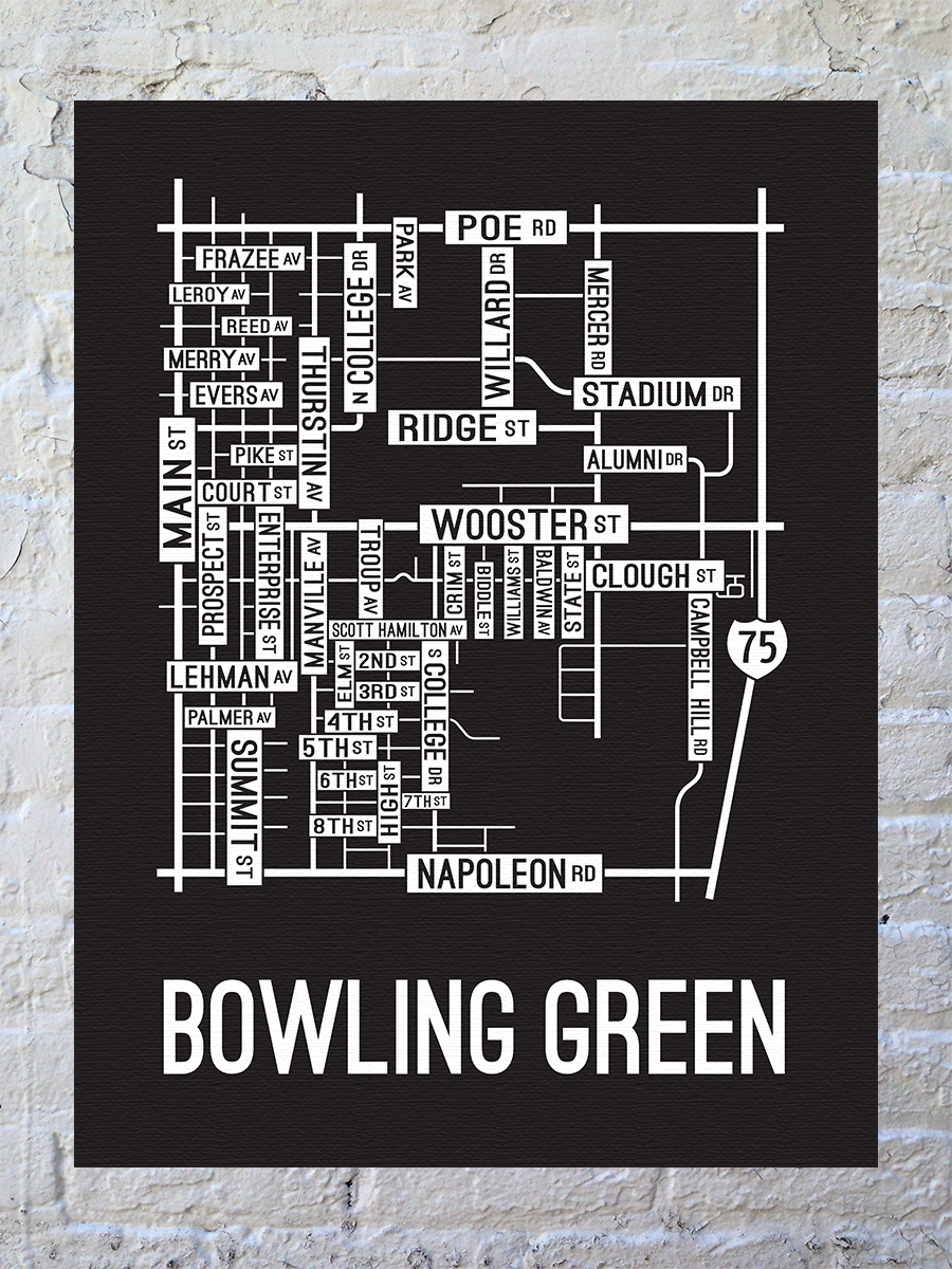 Bowling Green, Ohio Street Map Canvas