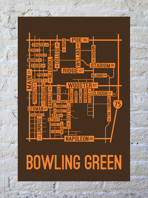 Bowling Green, Ohio Street Map Screen Print