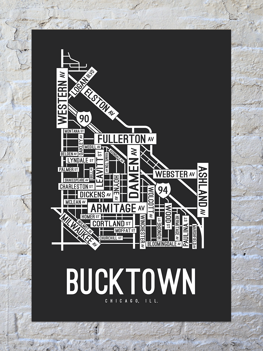 Bucktown, Chicago Street Map Screen Print
