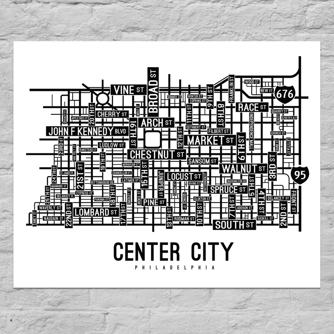 Center City, Philadelphia Street Map Poster