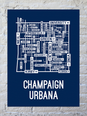 Champaign Urbana, Illinois Street Map Canvas
