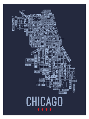 Chicago Flag Street Map Screen Print