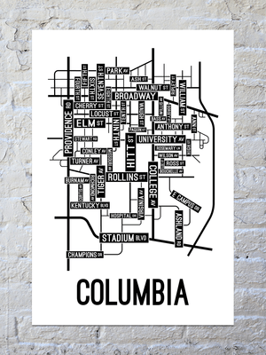 Columbia, Missouri Street Map Poster