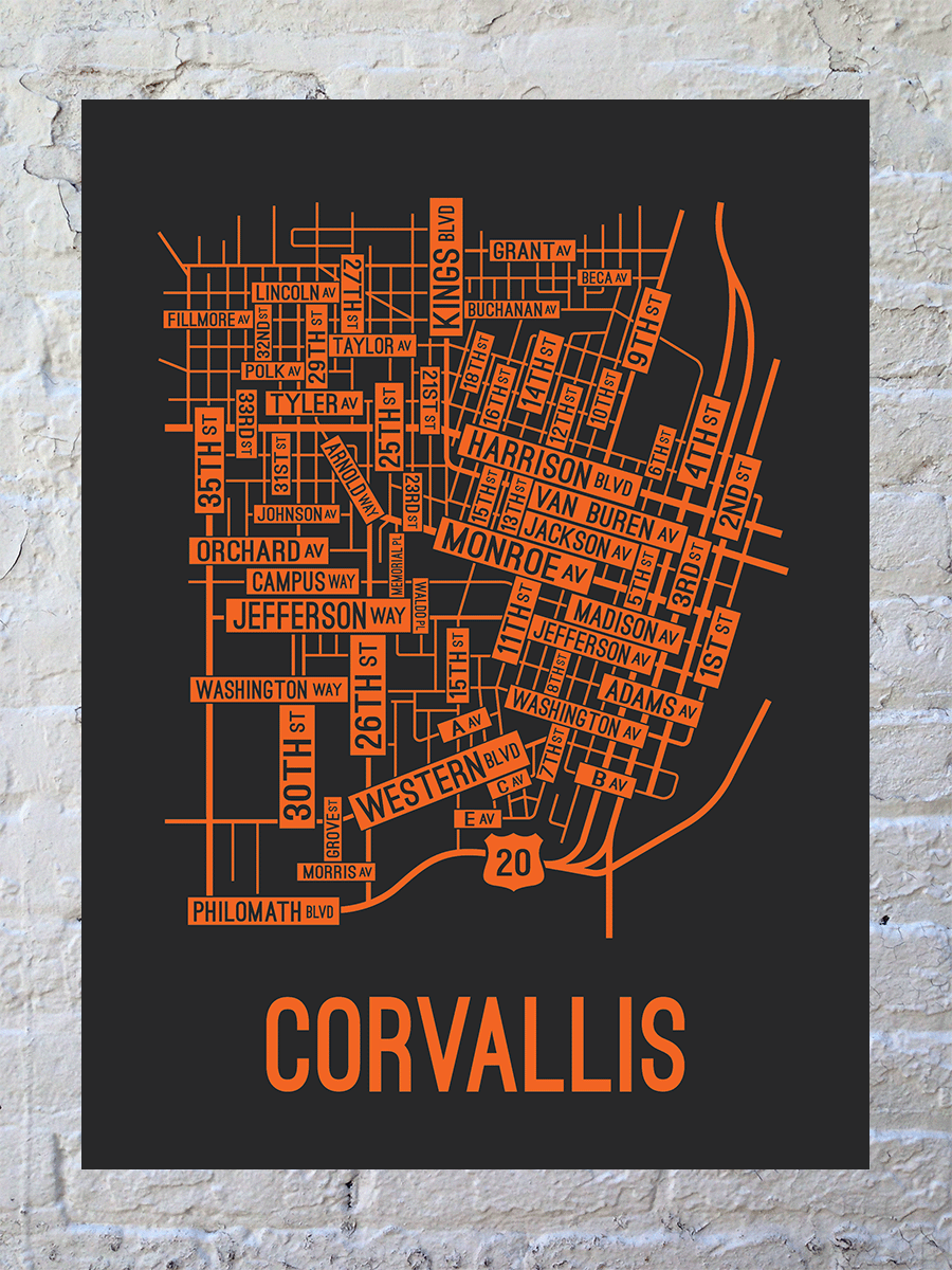 Corvallis, Oregon Street Map Poster