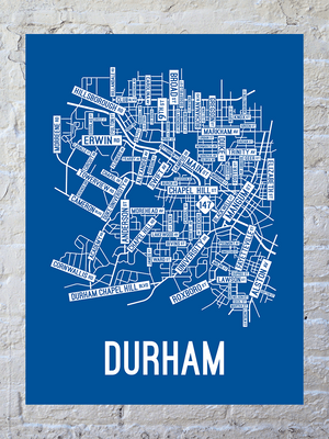 Durham, North Carolina Street Map Poster