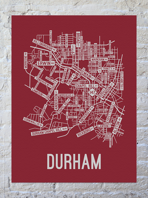 Durham, North Carolina Street Map Canvas