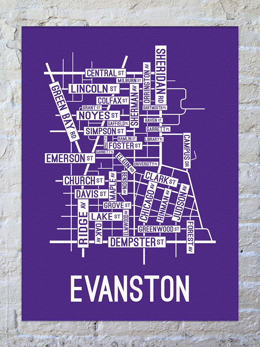 Evanston, Illinois Street Map Canvas