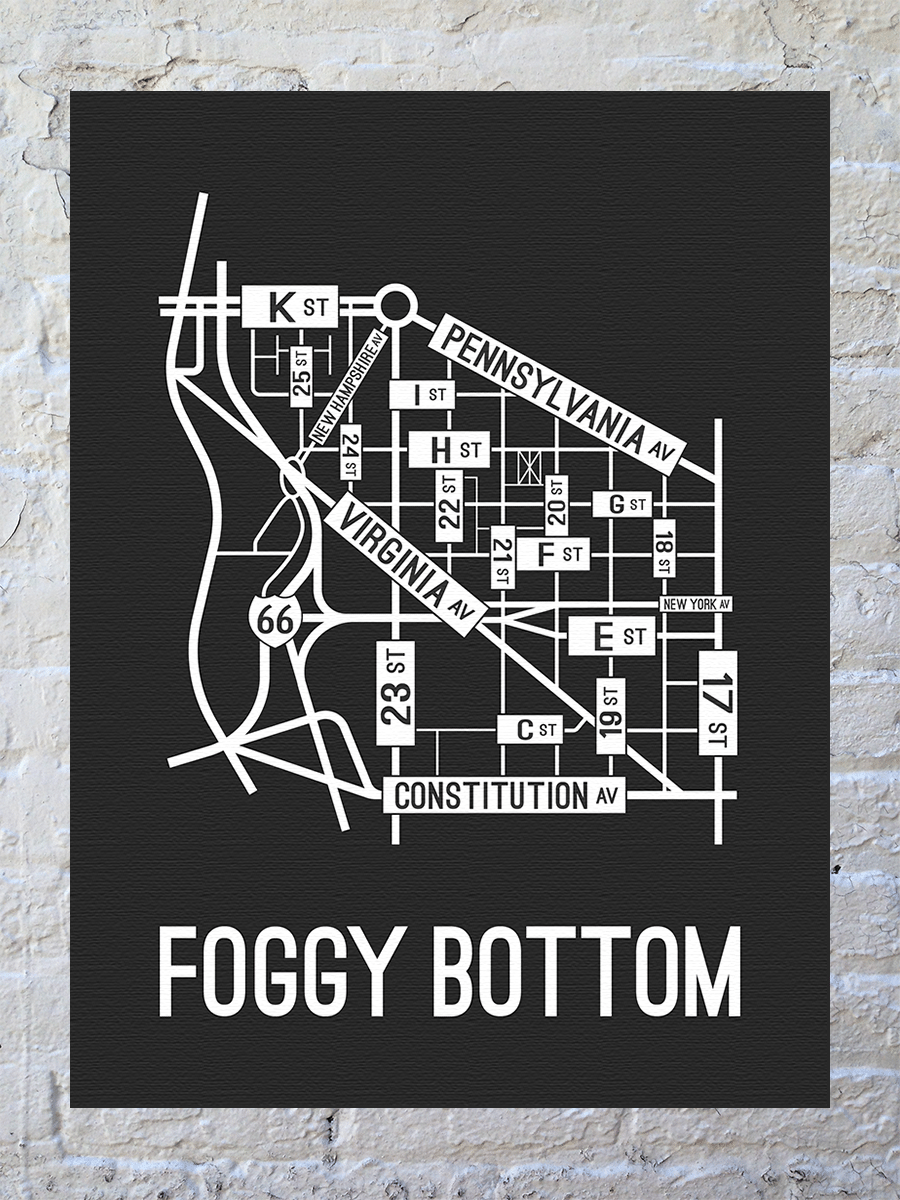 Foggy Bottom, Washington D.C. Street Map Canvas