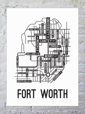 Fort Worth, Texas Street Map Canvas