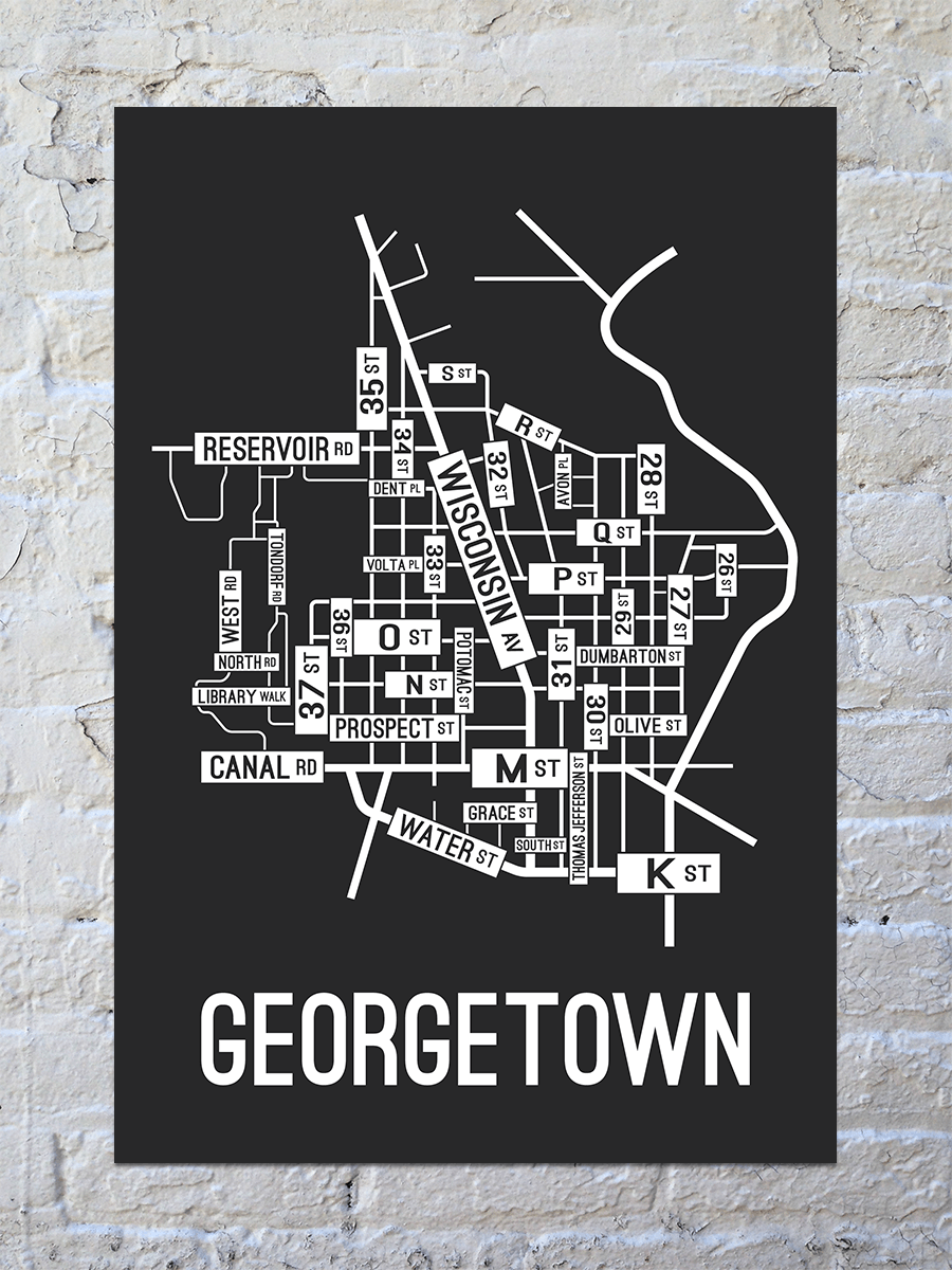 Georgetown, Washington D.C. Street Map Screen Print