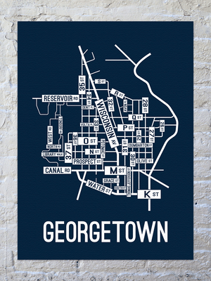 Georgetown, Washington D.C. Street Map Canvas