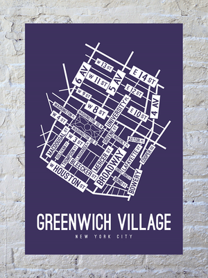 Greenwich Village, New York Street Map Screen Print