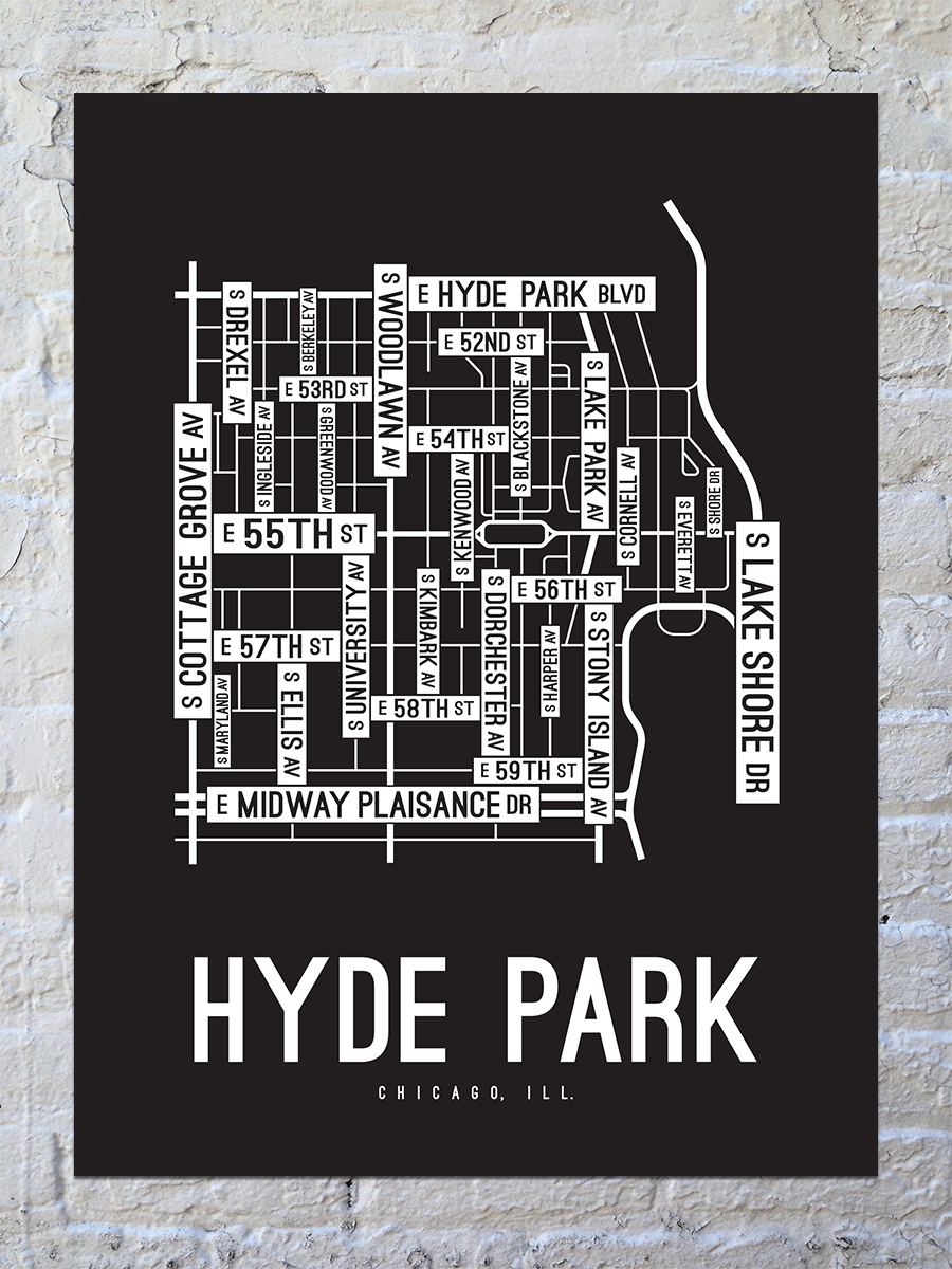 Hyde Park, Chicago Street Map Poster