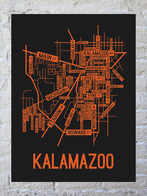 Kalamazoo, Michigan Street Map Canvas