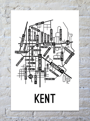 Kent, Ohio Street Map Poster