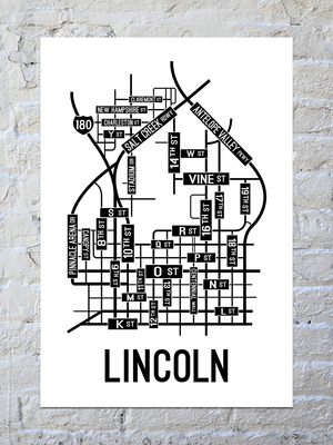 Lincoln, Nebraska Street Map Poster