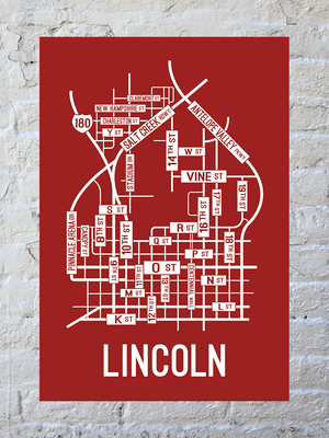 Lincoln, Nebraska Street Map Screen Print