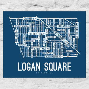 Logan Square, Chicago Street Map Screen Print