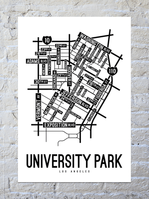 University Park, Los Angeles Street Map Poster