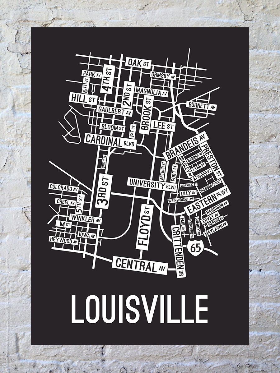 Louisville, Kentucky Street Map Poster