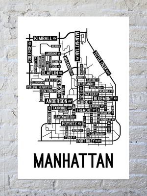 Manhattan, Kansas Street Map Poster